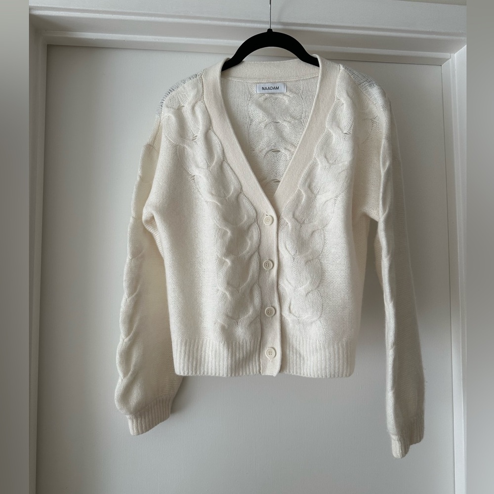 naadam cable airy cashmere cardigan sweater